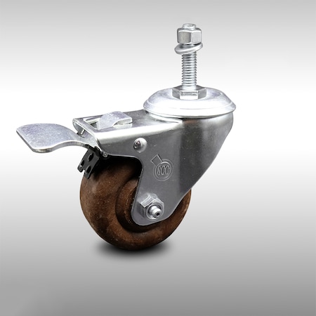 Service Caster 3 Inch SS High Temp Glass Filled Nylon 3/8 Inch Stem Caster Total Lock Brake SCC SCC-SSTSTTL20S314-GFNSHT-381615